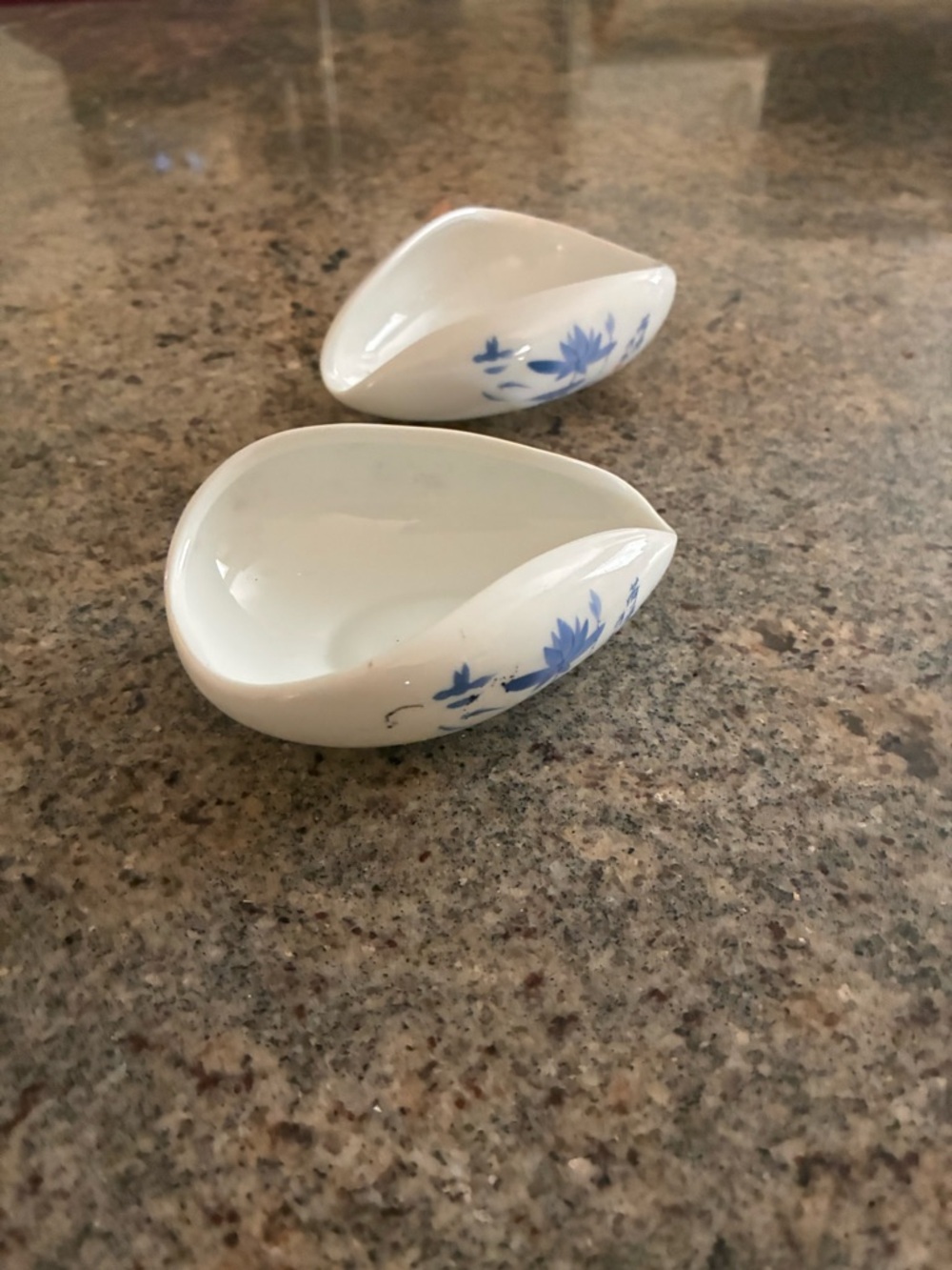 Floral Bird Ceramic Porcelain Coffee Bean Tea Leaf Dosing Cup Bowl - Set of 2